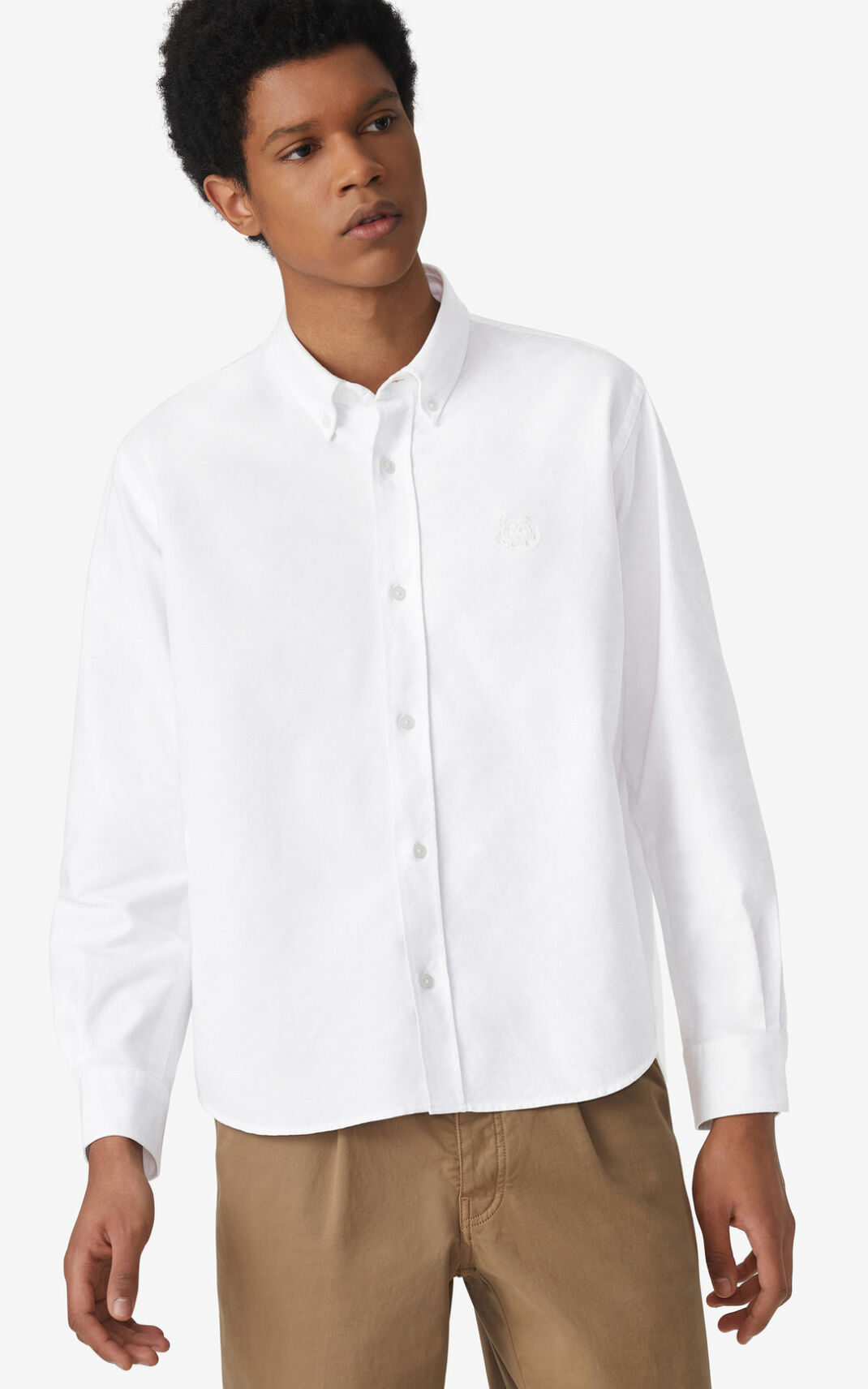 Chemise Kenzo Tiger Crest casual Homme Blanche | NZFX-29451